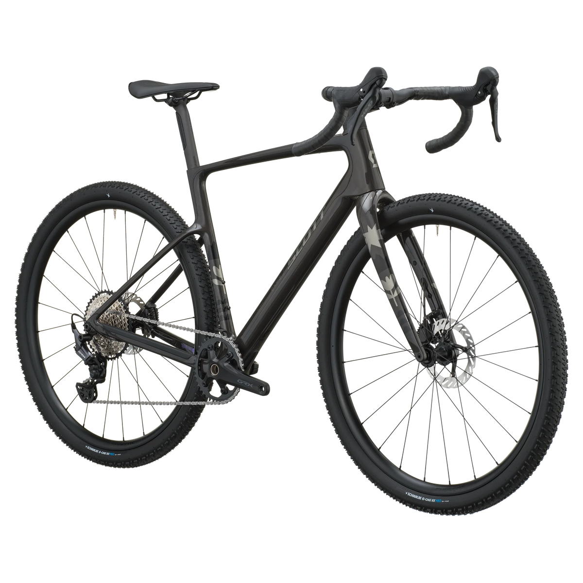 Scott Addict Gravel 40 2027 in carbon black, front three-quarter view