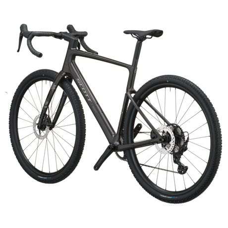 Scott Addict Gravel 40 2027 in carbon black, rear three-quarter view