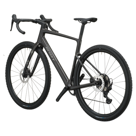 Scott Addict Gravel 40 2027 in carbon black, rear three-quarter view