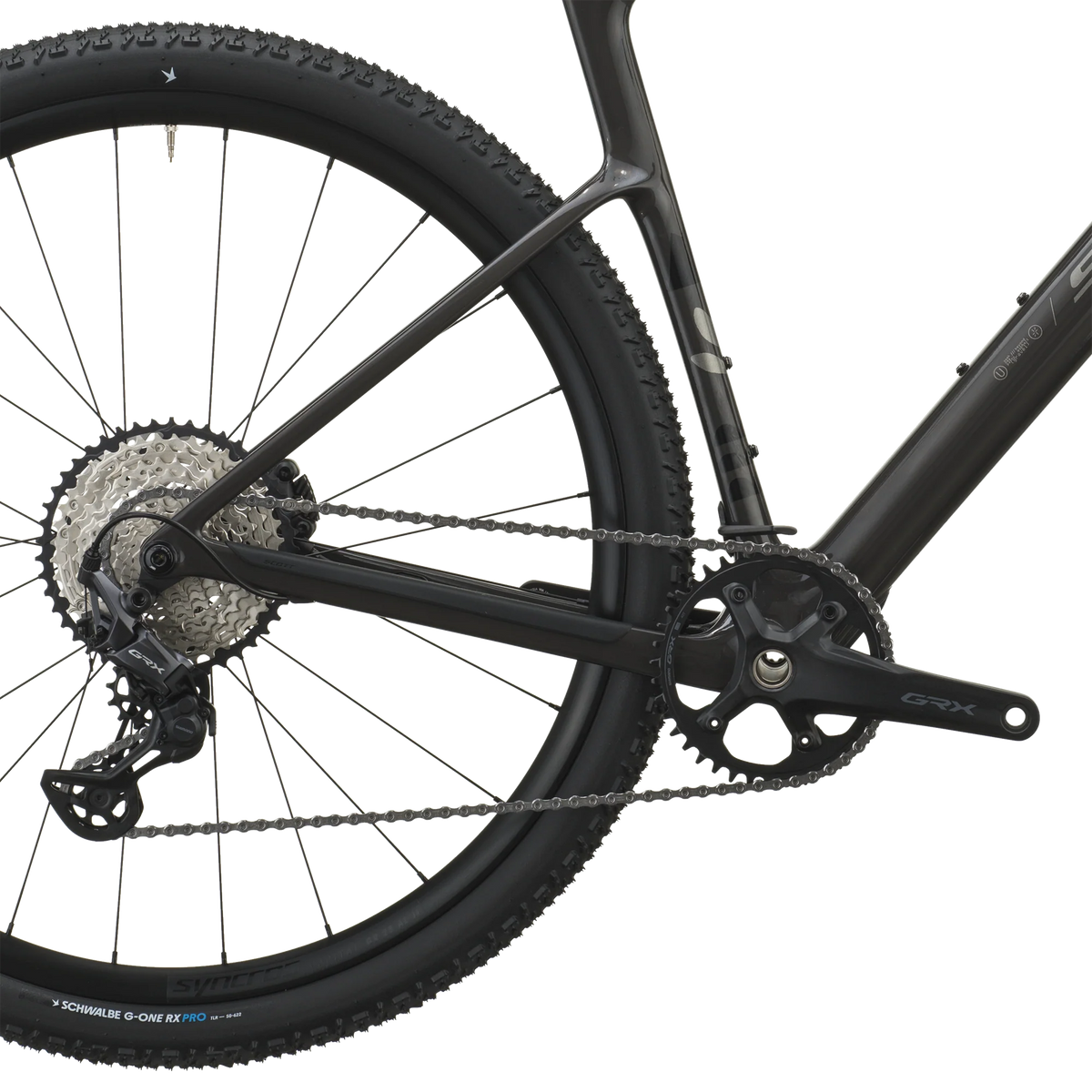 Scott Addict Gravel 40 2027 in carbon black, Shimano SLX cassette and GRX rear derailleur