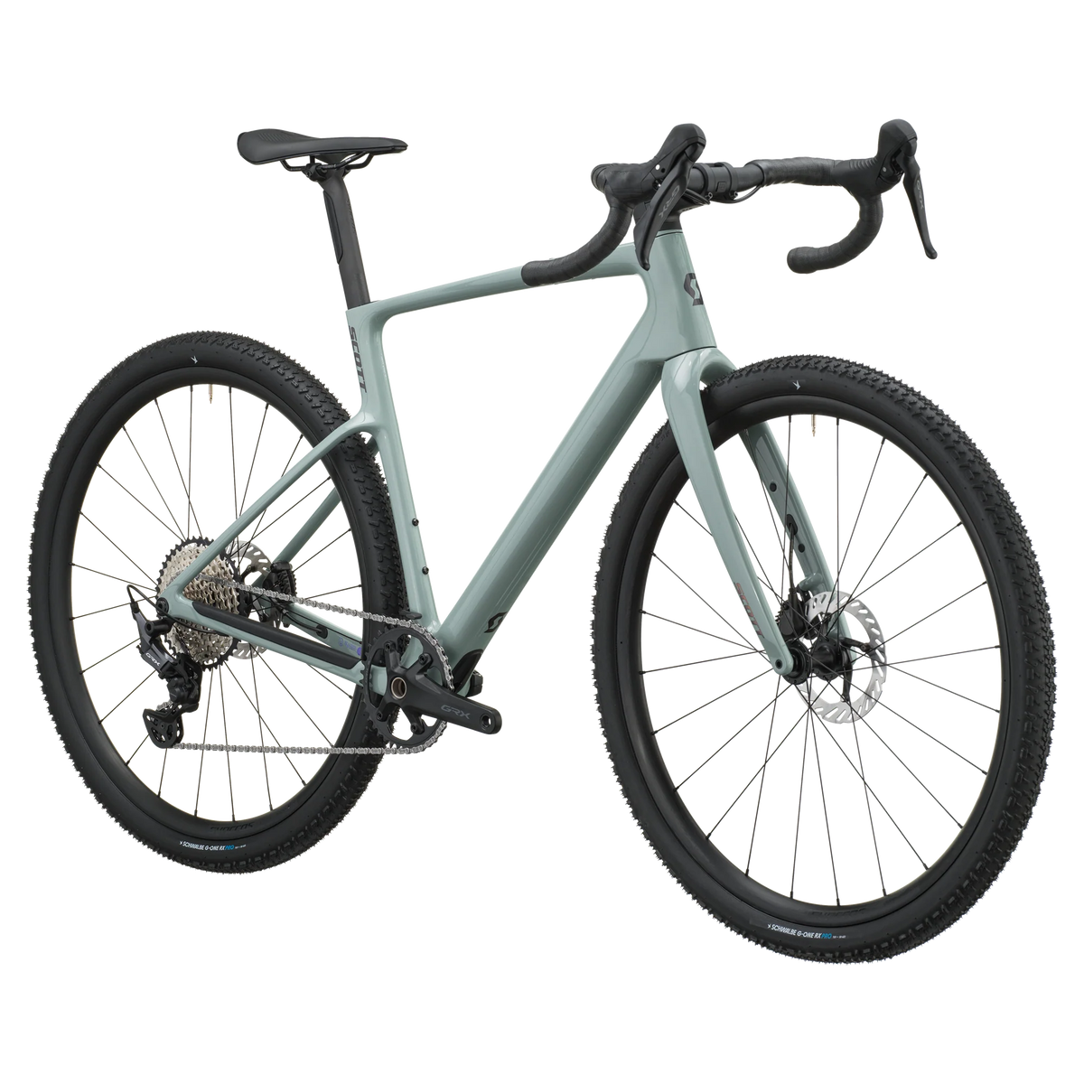 Scott Addict Gravel 40 2027 in iron grey, front three-quarter view