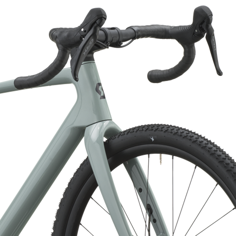 Scott Addict Gravel 40 2027 in iron grey, cockpit and brake hoods