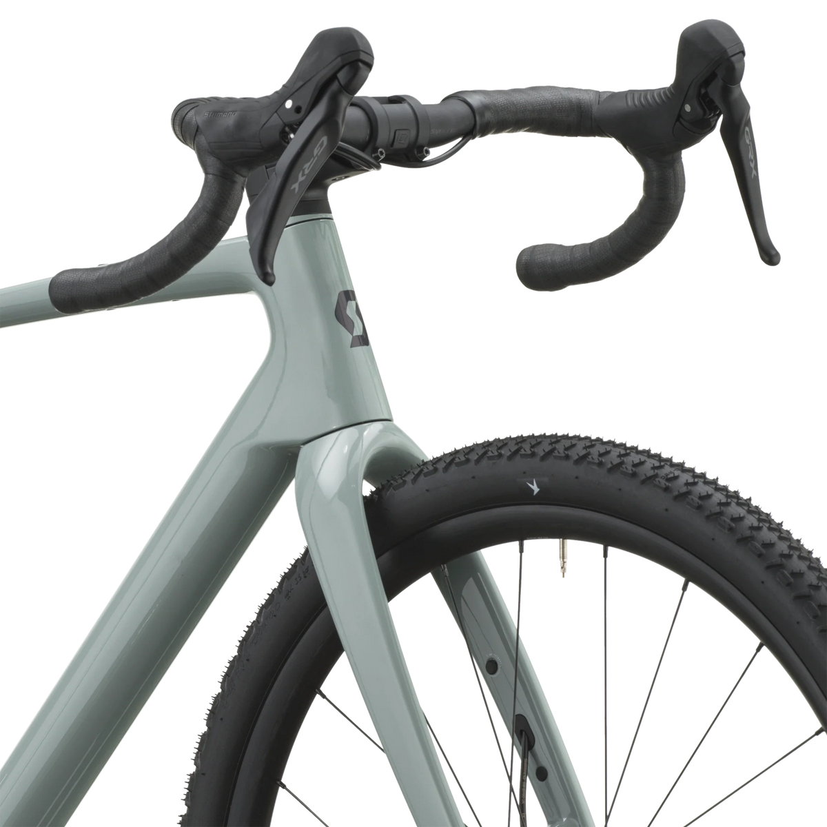 Scott Addict Gravel 40 2027 in iron grey, cockpit and brake hoods