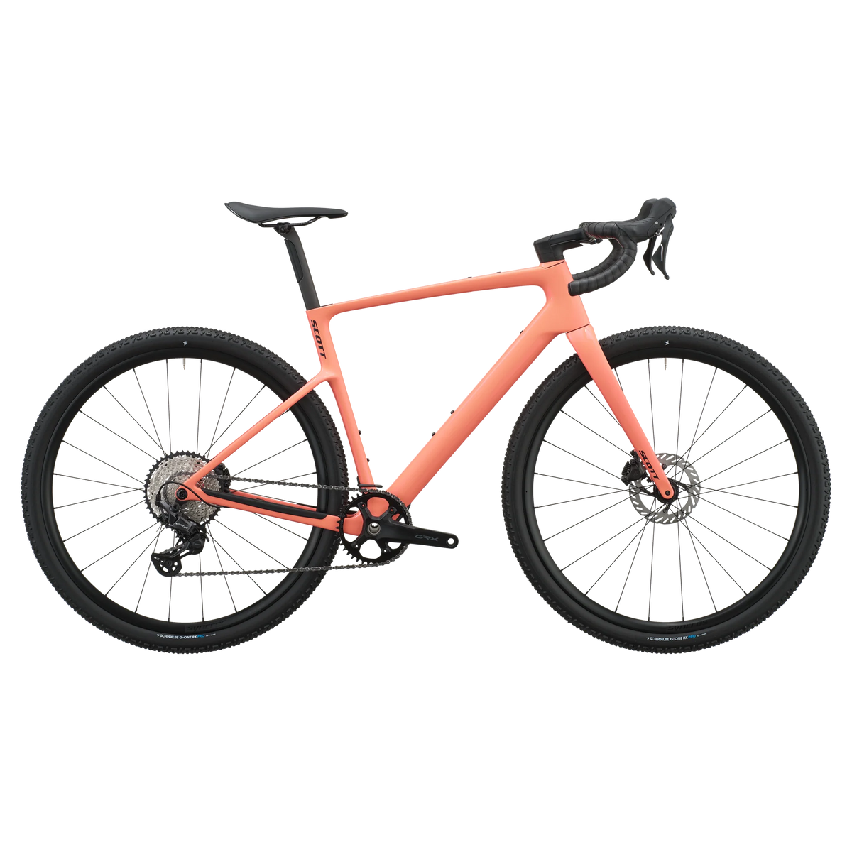 Scott Addict Gravel 40 2027 in peach pink, drive-side profile