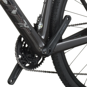 Close-up of a bicycle chain and gear system on a white background