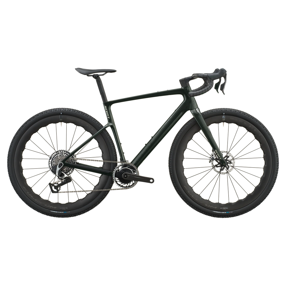Scott Addict Gravel Premium 2027 in watery green, drive-side profile