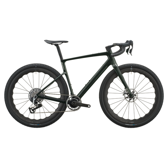 Scott Addict Gravel Premium 2027 in watery green, drive-side profile