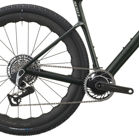 Scott Addict Gravel Premium 2027 in watery green, SRAM RED XPLR cassette and rear derailleur