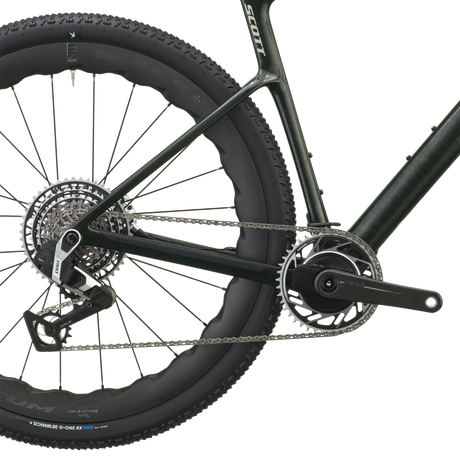Scott Addict Gravel Premium 2027 in watery green, SRAM RED XPLR cassette and rear derailleur