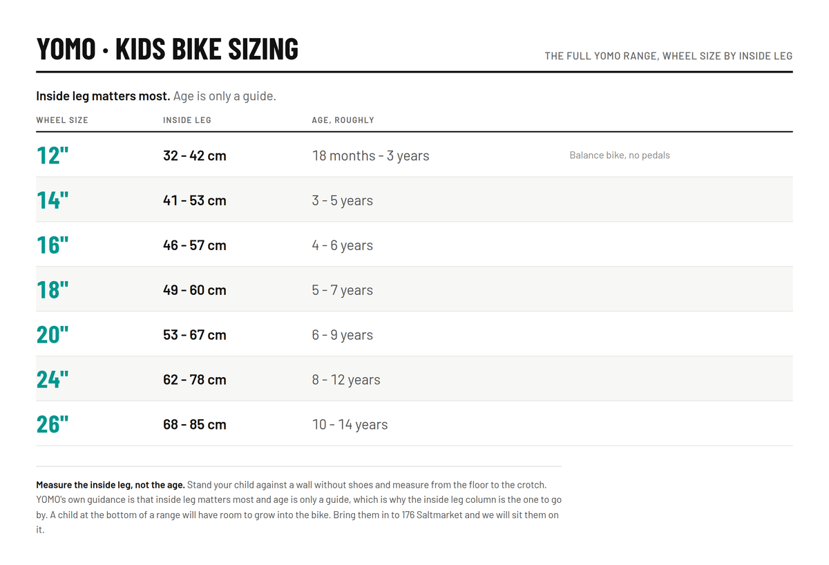 Yomo size chart