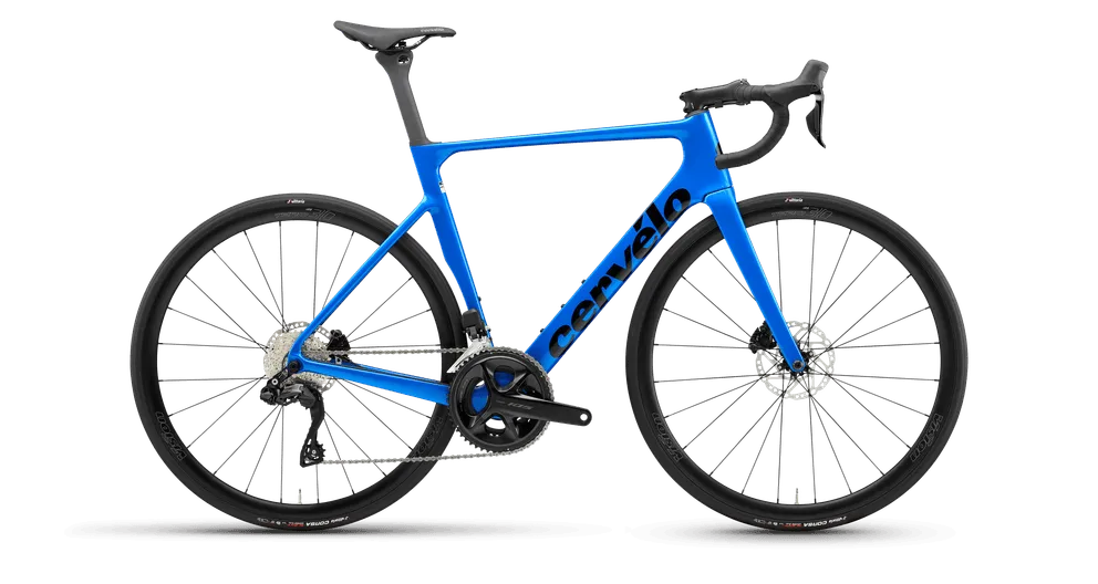 Cervelo Soloist 105 Di2 Road Bike in vibrant blue with black logo, designed for all-round speed and equipped with electronic shifting and hydraulic brakes.