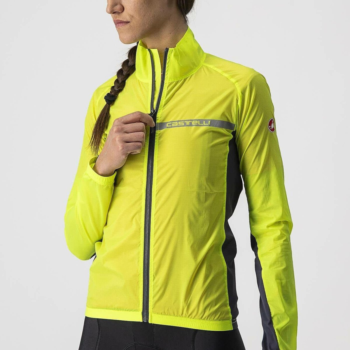 Castelli Squadra Stretch Women s Jacket Yellow Fluo Dark Grey XS