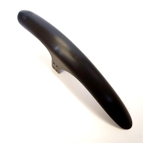 Mudhugger Gravel Hugger front mudguard in black, three quarter view on a white background