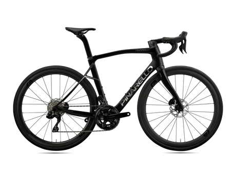 Pinarello X5 105 Di2 road bike in black, featuring Shimano Di2 electronic shifting and aerodynamic carbon frame for high-performance cycling.