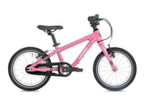 Yomo 14 inch kids bike in pink, side view on a white background