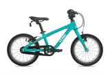 Yomo 14 inch kids bike in turquoise, side view on a white background