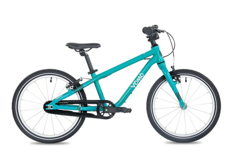 Yomo 18 inch kids bike in turquoise, side view on a white background