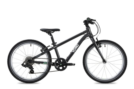 Yomo 20 inch kids bike in black, side view on a white background
